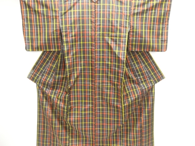 格子織出し米沢紬着物アンサンブル